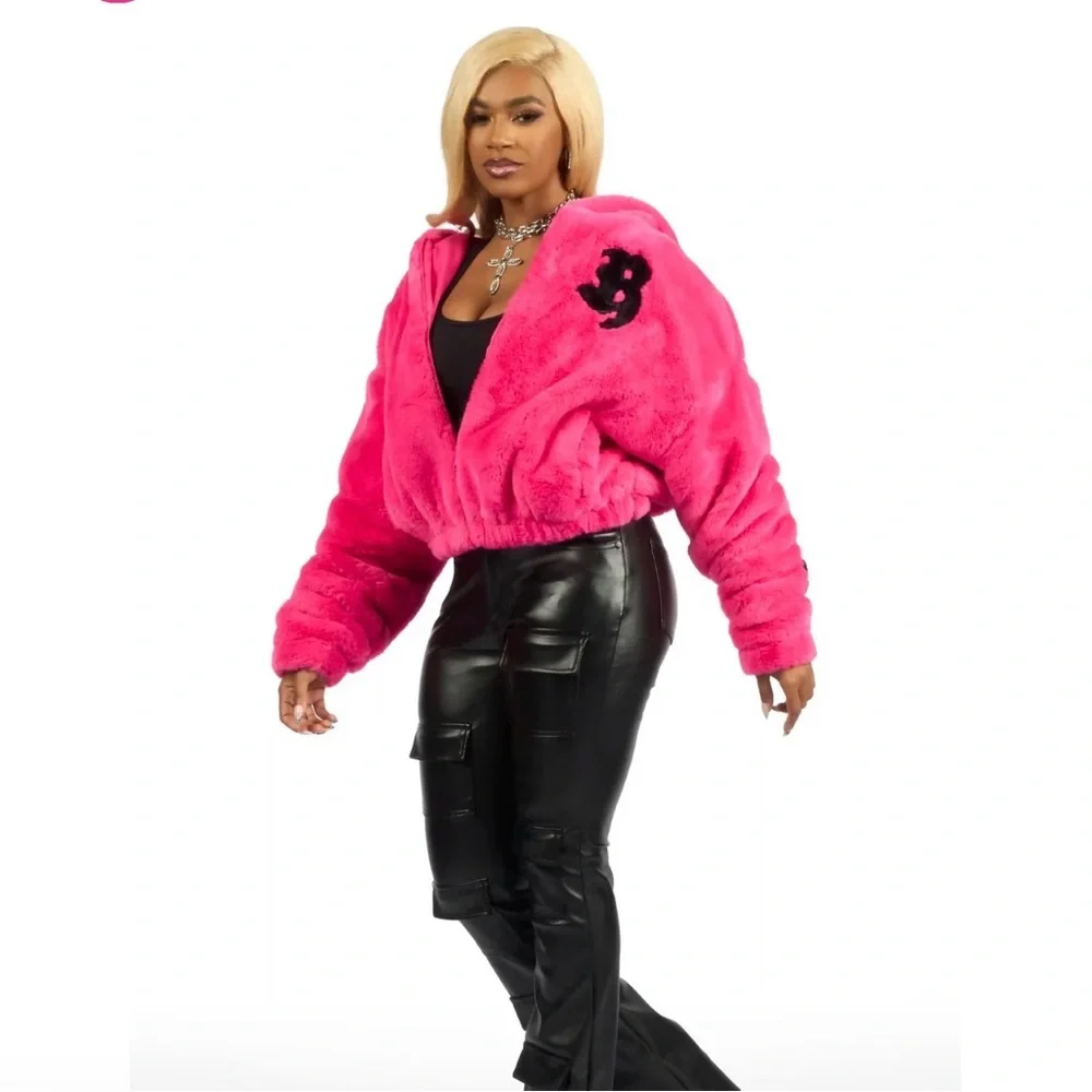 Rockstar Original Neon Pink Inany Fur Jacket - Picture 3 of 13